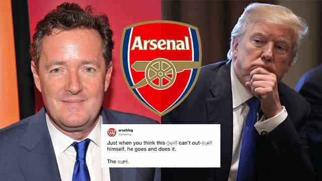Arsenal fans are furious with Piers Morgan’s choice of gift for Donald Trump Arsenal fans are furious with Piers Morgan’s choice of gift for Donald Trump