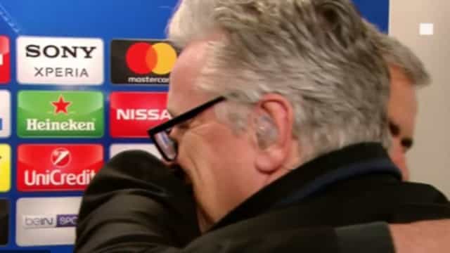 Jose Mourinho hugged a reporter for his post-match question Jose Mourinho hugged a reporter for his post-match question