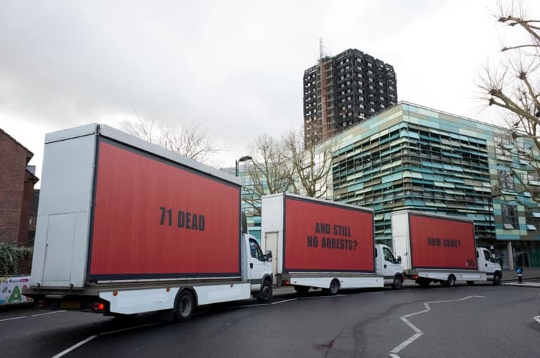 Speaking to the Grenfell campaigners that parked three billboards outside parliament Speaking to the Grenfell campaigners that parked three billboards outside parliament