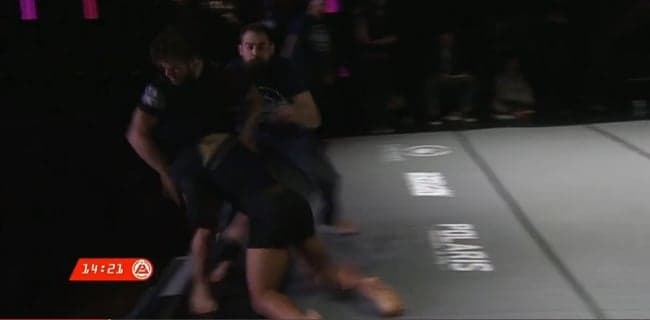 Benson Henderson sends referee and opponent flying off stage during jiu-jitsu match Benson Henderson sends referee and opponent flying off stage during jiu-jitsu match