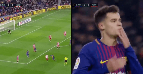 Coutinho has just scored his first La Liga goal and it was an absolute screamer Coutinho has just scored his first La Liga goal and it was an absolute screamer