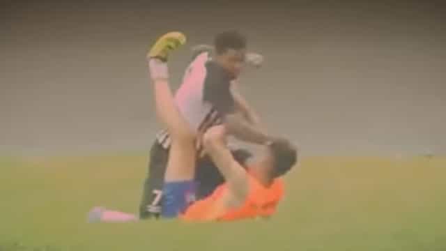 Brazilian footballer loses it and brutally attacks ball boy Brazilian footballer loses it and brutally attacks ball boy