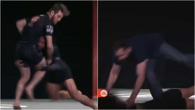 Former UFC champ tackles opponent off stage in London grappling event Former UFC champ tackles opponent off stage in London grappling event