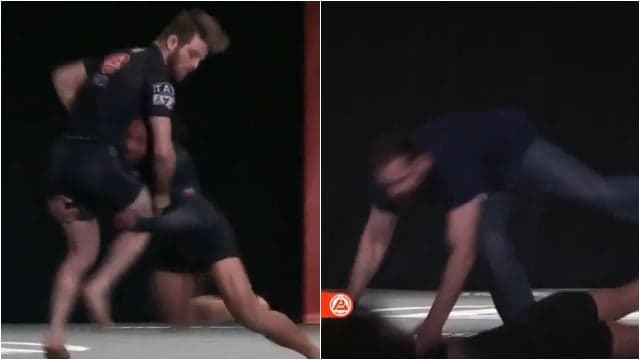 Former UFC champ tackles opponent off stage in London grappling event Former UFC champ tackles opponent off stage in London grappling event