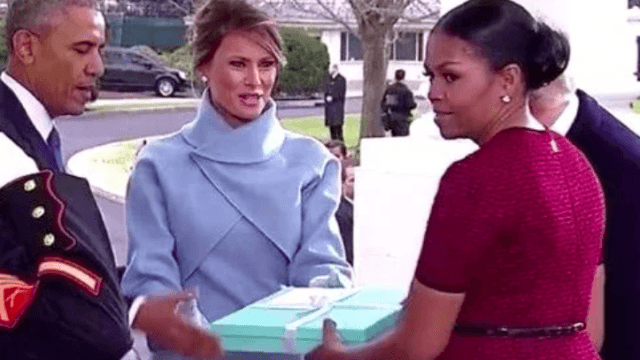 Michelle Obama finally reveals what was in that blue box from Melania Michelle Obama finally reveals what was in that blue box from Melania