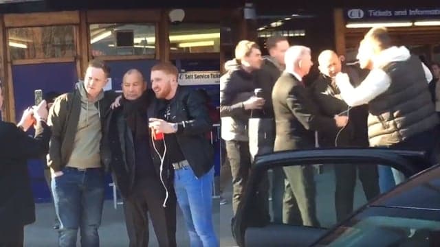 England coach Eddie Jones abused by Scottish fans moments after posing for selfies England coach Eddie Jones abused by Scottish fans moments after posing for selfies