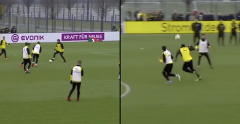 Usain Bolt scores perfect goal and pulls off nutmeg in Borussia Dortmund training session Usain Bolt scores perfect goal and pulls off nutmeg in Borussia Dortmund training session