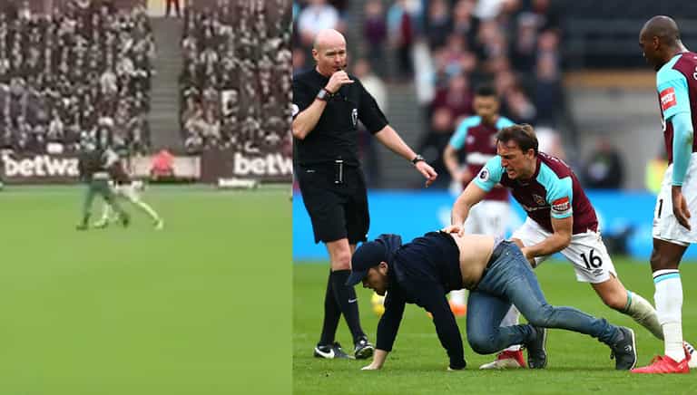WATCH: Joe Hart has to restrain Mark Noble as he throws pitch invader to the floor WATCH: Joe Hart has to restrain Mark Noble as he throws pitch invader to the floor