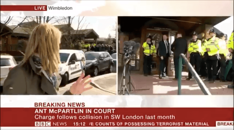 Car crash filmed in the background as BBC report Ant McPartlin court verdict Car crash filmed in the background as BBC report Ant McPartlin court verdict