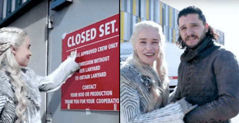 Kit Harrington stops Emilia Clarke ruining Game of Thrones Season 8 in hilarious new video Kit Harrington stops Emilia Clarke ruining Game of Thrones Season 8 in hilarious new video