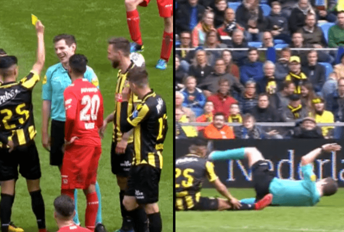 Dutch referee ‘booked’ for simulation after frankly pathetic dive Dutch referee ‘booked’ for simulation after frankly pathetic dive