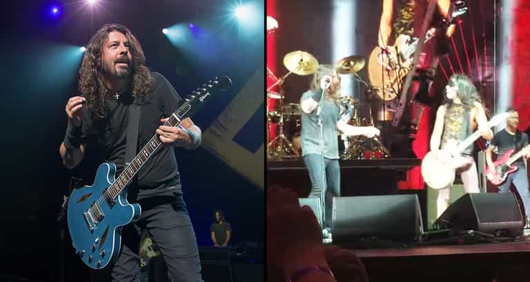 Foo Fighters invite a fan on stage to play Monkey Wrench and he f**king shreds on the guitar Foo Fighters invite a fan on stage to play Monkey Wrench and he f**king shreds on the guitar