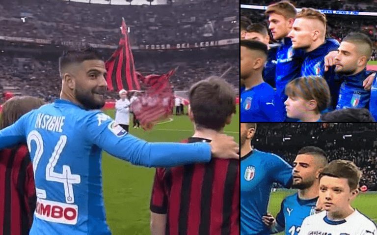Napoli’s Lorenzo Insigne keeps being paired with tall mascots and it’s pretty damn funny Napoli’s Lorenzo Insigne keeps being paired with tall mascots and it’s pretty damn funny