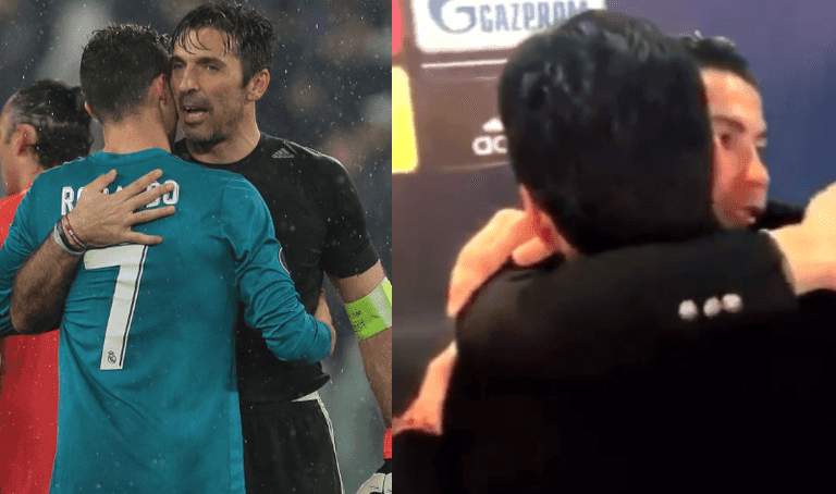 Cristiano Ronaldo embraces Gianluigi Buffon in touch of class after Champions League tie Cristiano Ronaldo embraces Gianluigi Buffon in touch of class after Champions League tie
