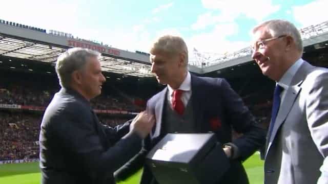Alex Ferguson made sure Jose Mourinho joined in the pre-match Wenger presentation Alex Ferguson made sure Jose Mourinho joined in the pre-match Wenger presentation