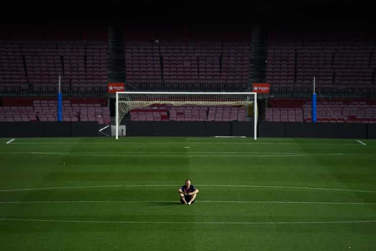 Andres Iniesta sits alone on the Camp Nou pitch until 1am following his final game for Barcelona Andres Iniesta sits alone on the Camp Nou pitch until 1am following his final game for Barcelona