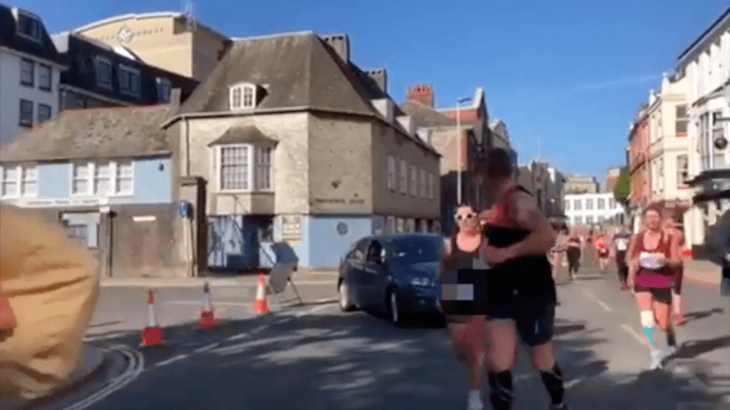 WATCH: Motorist drives into path of runners during Plymouth half marathon