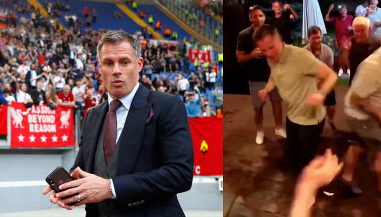 WATCH: Nothing to see here, just Jamie Carragher dancing with Liverpool fans in Kiev WATCH: Nothing to see here, just Jamie Carragher dancing with Liverpool fans in Kiev