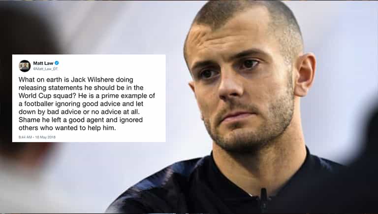 Jack Wilshere fires back at journalist who questioned his response to missing the England call-up Jack Wilshere fires back at journalist who questioned his response to missing the England call-up