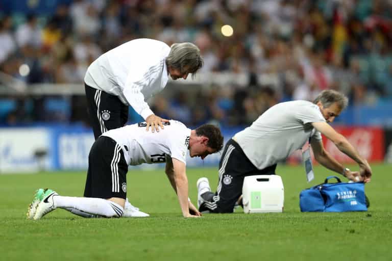 Germany’s Sebastian Rudy takes horrific boot to face during Sweden match Germany’s Sebastian Rudy takes horrific boot to face during Sweden match