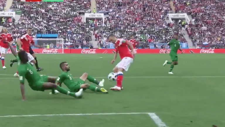 WATCH: Denis Cheryshev’s first touch sends Saudi Arabian defenders back to Riyadh WATCH: Denis Cheryshev’s first touch sends Saudi Arabian defenders back to Riyadh