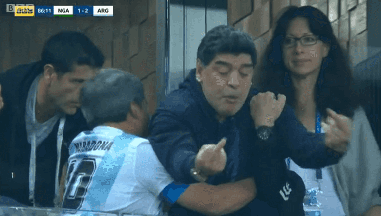 It looks like Diego Maradona enjoyed Argentina’s winner against Nigeria It looks like Diego Maradona enjoyed Argentina’s winner against Nigeria