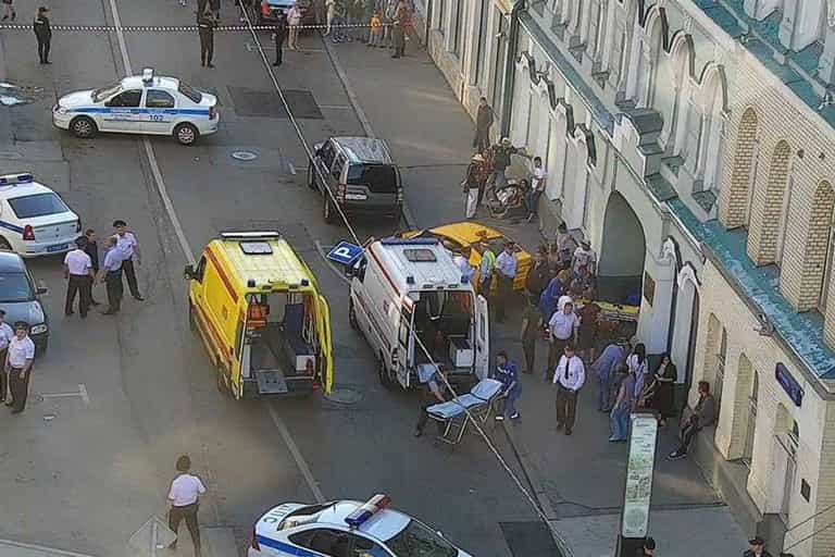 CCTV shows terrifying moment Moscow taxi drives into World Cup fans CCTV shows terrifying moment Moscow taxi drives into World Cup fans