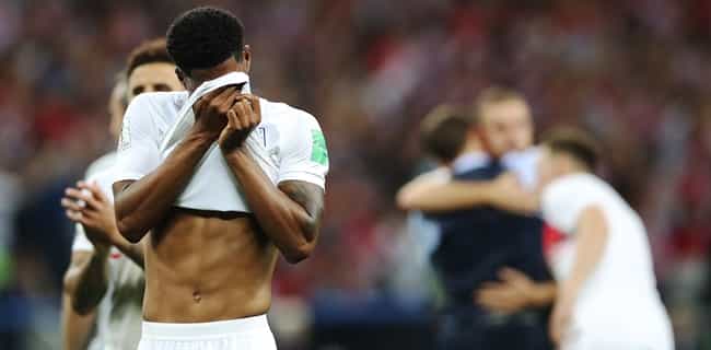 England tried to restart play as Croatia continued to celebrate their winner England tried to restart play as Croatia continued to celebrate their winner