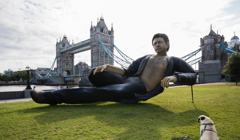 A huge statue of Jeff Goldblum has appeared by Tower Bridge A huge statue of Jeff Goldblum has appeared by Tower Bridge