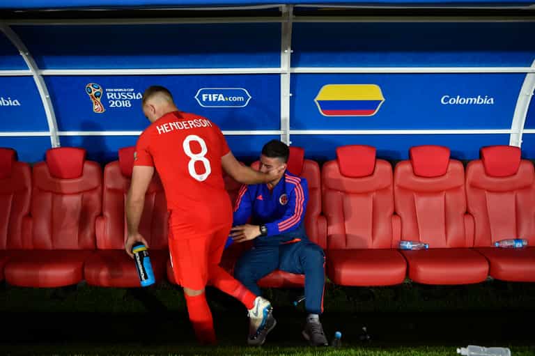 Jordan Henderson showed his class with James Rodriguez after the penalty shootout Jordan Henderson showed his class with James Rodriguez after the penalty shootout