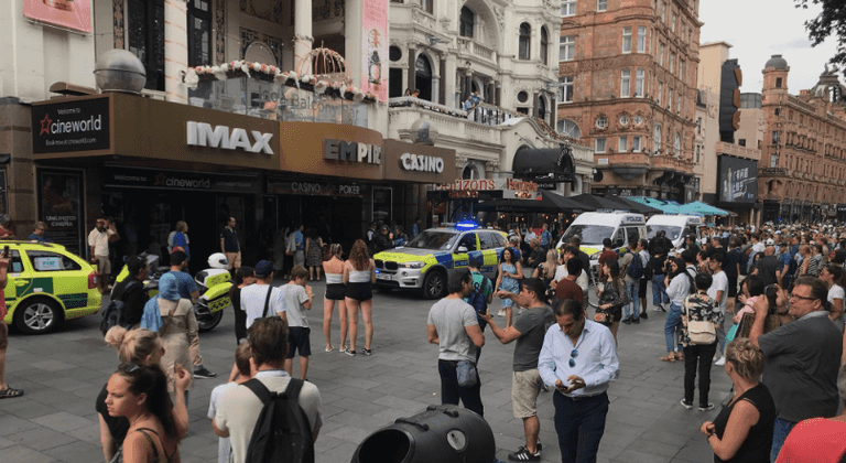 Armed response police flood Leicester Square after casino stabbing Armed response police flood Leicester Square after casino stabbing