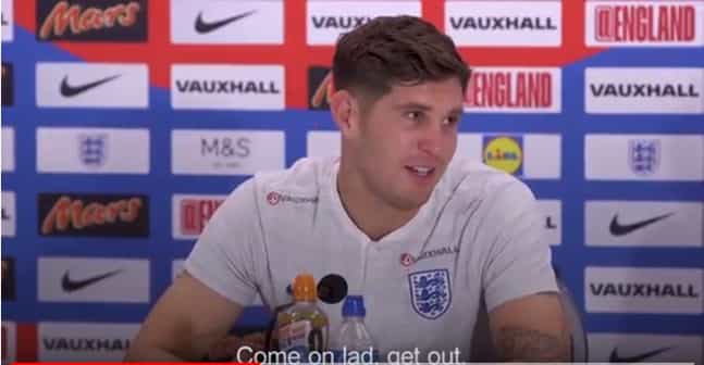 John Stones tries to kick Kieran Trippier out of his press conference John Stones tries to kick Kieran Trippier out of his press conference