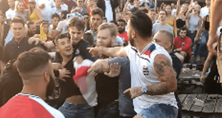 England fans brawl in 20-person pub garden fist fight England fans brawl in 20-person pub garden fist fight