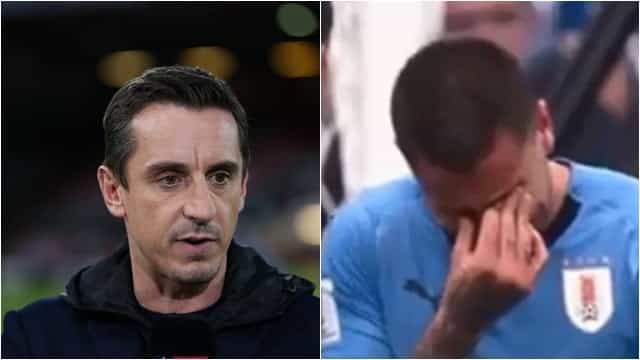 Opinion split on Gary Neville’s claim that Uruguayan defender’s tears were “embarrassing” Opinion split on Gary Neville’s claim that Uruguayan defender’s tears were “embarrassing”