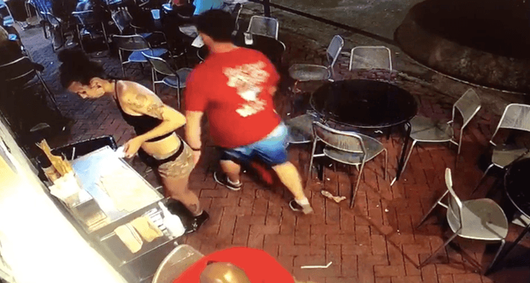 Waitress puts man in the bin after he gropes her Waitress puts man in the bin after he gropes her