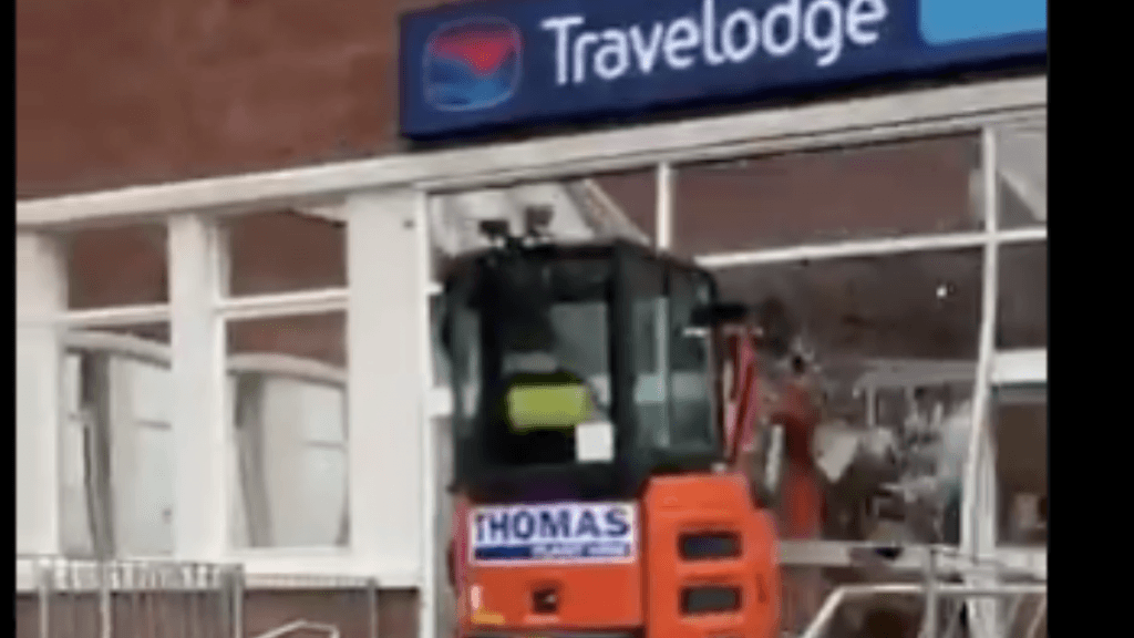 Man smashes Travelodge with digger ‘because he hadn’t been paid on time’