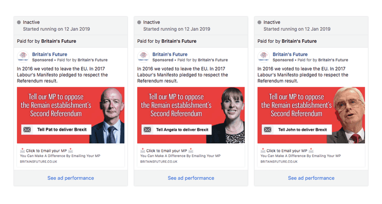 Revealed: The targeted Facebook ad campaign run against Labour MPs by pro-Brexit group Revealed: The targeted Facebook ad campaign run against Labour MPs by pro-Brexit group