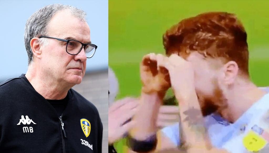 Leeds’ Mateusz Klich celebrates win over Derby with binoculars celebration
