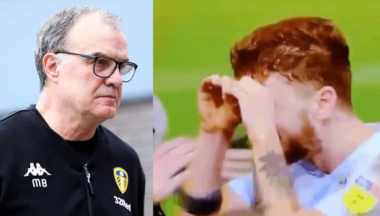 Leeds’ Mateusz Klich celebrates win over Derby with binoculars celebration Leeds’ Mateusz Klich celebrates win over Derby with binoculars celebration