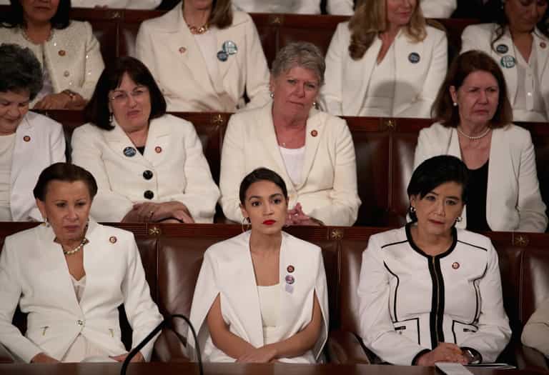 Alexandria Ocasio-Cortez refuses to stand, clap or smile during Trump State of the Union Alexandria Ocasio-Cortez refuses to stand, clap or smile during Trump State of the Union