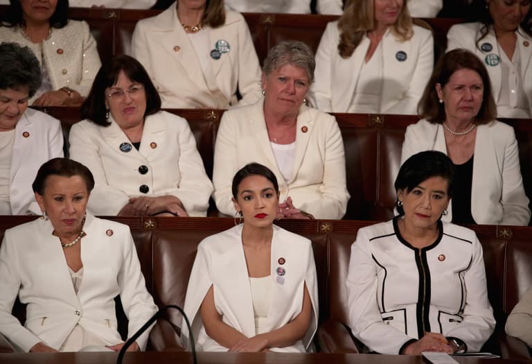 Alexandria Ocasio-Cortez refuses to stand, clap or smile during Trump State of the Union Alexandria Ocasio-Cortez refuses to stand, clap or smile during Trump State of the Union