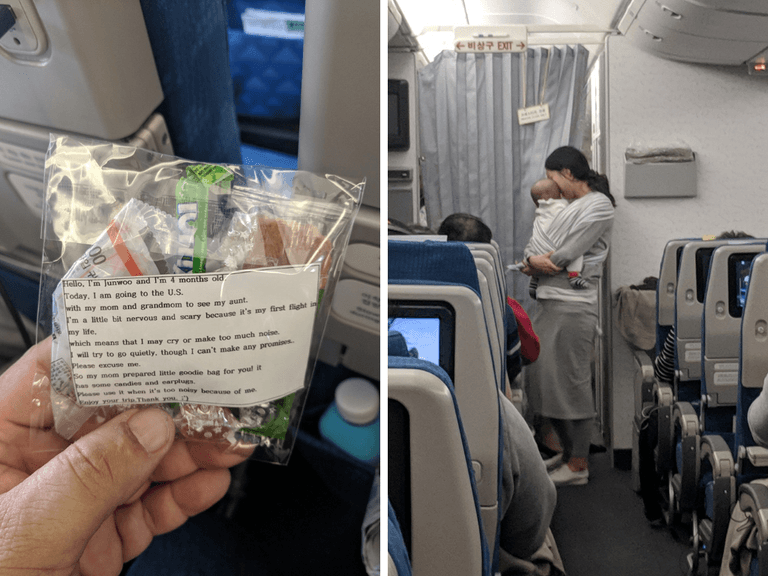 Mum hands out 200 goodie bags to passengers on flight as preemptive apology for baby crying Mum hands out 200 goodie bags to passengers on flight as preemptive apology for baby crying