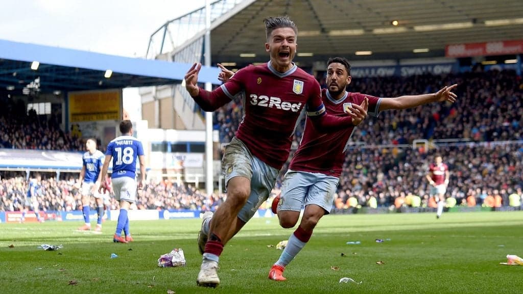 Birmingham City steward appears to be led away by police during Jack Grealish goal celebrations
