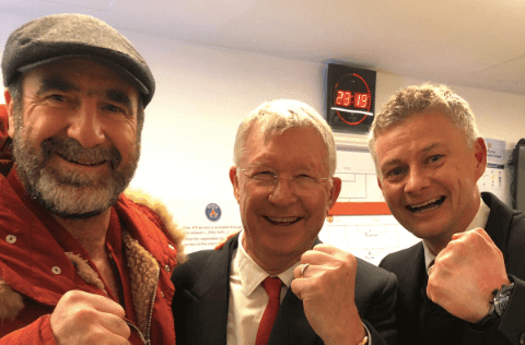 Alex Ferguson, Eric Cantona and Solskjær pose for selfie after Manchester United win over PSG Alex Ferguson, Eric Cantona and Solskjær pose for selfie after Manchester United win over PSG