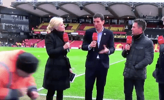 Stealthy Watford steward almost makes it past BT Sport cameras unnoticed Stealthy Watford steward almost makes it past BT Sport cameras unnoticed