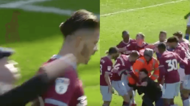 Jack Grealish punched in the head by Birmingham fan during Second City Derby Jack Grealish punched in the head by Birmingham fan during Second City Derby