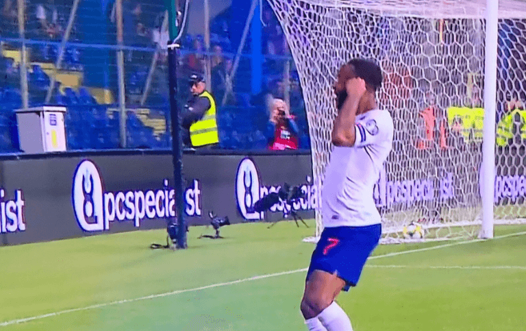 Raheem Sterling celebration jeered by Montenegro fans after alleged racist chants Raheem Sterling celebration jeered by Montenegro fans after alleged racist chants