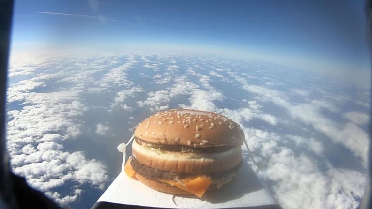 Big Mac launched into space lands at Colchester United training ground Big Mac launched into space lands at Colchester United training ground