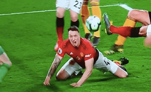 Phil Jones produces the gurn to end all gurns during Manchester United’s defeat to Wolves Phil Jones produces the gurn to end all gurns during Manchester United’s defeat to Wolves