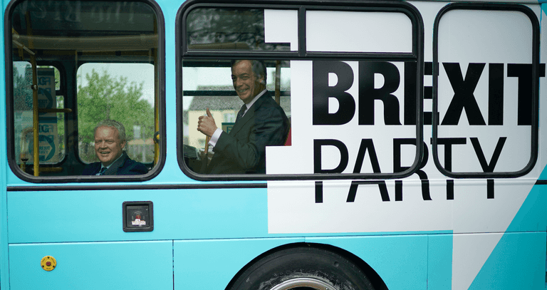 Nigel Farage ‘trapped in Brexit bus’ after arrival of group with milkshakes Nigel Farage ‘trapped in Brexit bus’ after arrival of group with milkshakes